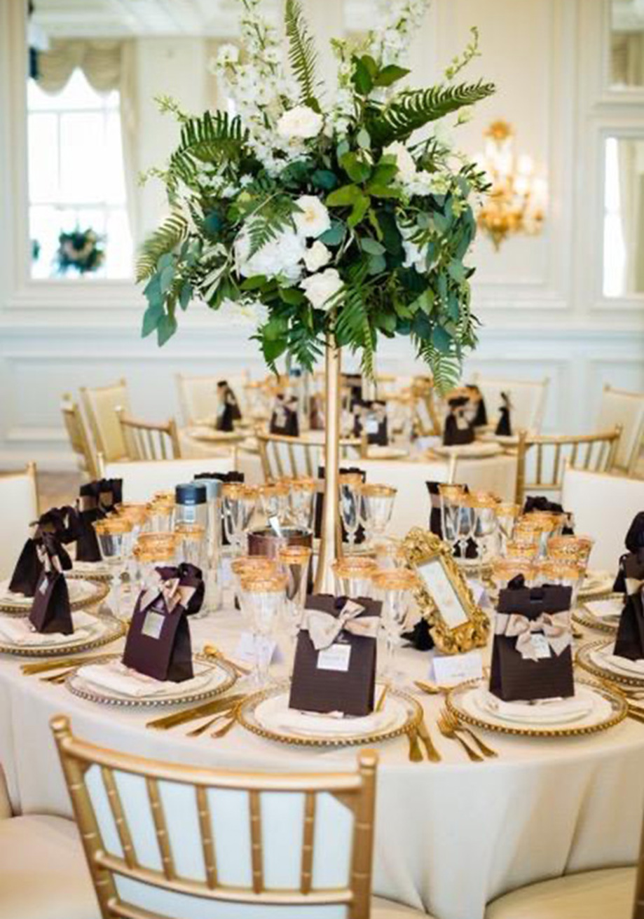 Large floral centrepiece on table